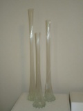 3 Beautiful Ribbed Glass Vases