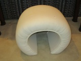 Cream Colored Curved Contemporary Upholstered Stool