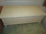 Painted  Charming Cedar Chest w/ carved feet