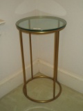 Brass Glass Top Accent Table