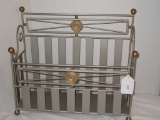 Metal Magazine Rack - Pewter Finish w/ Gold Accents