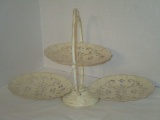Cream Colored Folding Biscuit Stand - 3 Sections - when closed 10