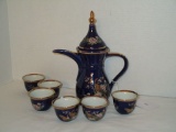 Cobalt Blue Tea Set From Japan - Beautifully Decorating w/ Gilt Accent