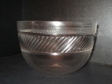 Cut Glass Crystal Bowl - Decorated w/ Banding of Ribbed Glass