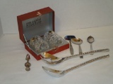 Lot - Misc. Flatware, Serving Pieces, Crystal Napkins Rings