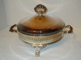 Silver-plate Covered Casserole w/ Glass Insert