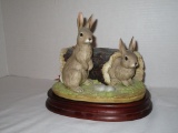 Porcelain Bisque Figurine Rabbits