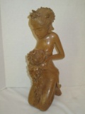 Wooden Carving Of Balinese Woman, signed M. Rugeh Mas Bali