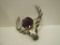 WBS Sterling Stag head Scottish Pin with Amethyst