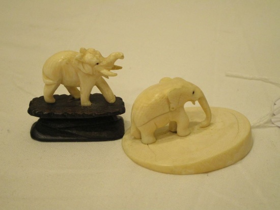 Pair of Mini Pre-ban Ivory Elephants