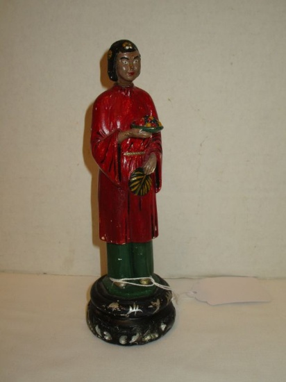 Vintage Chalkware Chinese Maiden Figurine