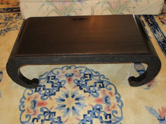 Early Carved Teakwood Fireplace Bench, purchased in Shanghai