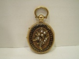 Beautiful Golden Locket with Hand painted Miniature Portrait of Victorian Couple