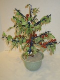 Jade & Coral Tree in Celadon Vase