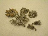 Lot Silvertone Scottish Thistle Design Brooches and Earrings