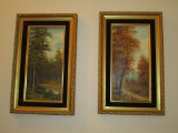 Pair of Oil on Board Woodland Scenes