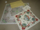 Lot - Assorted Vintage Scottish Themed Table Linens w/ Thistle Design - very nice!