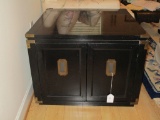 Ebony Campaign Chest Table with Solid Brass Accents