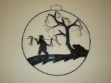 Vintage Metal Wall Hanging of Chinese Silhouette