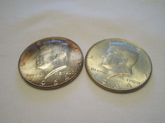 Lot - (2) 1964 Silver Kennedy Halves