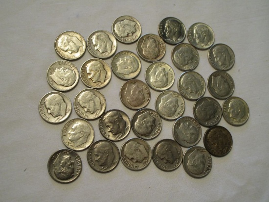 Lot - Roosevelt Dimes - 30 Total