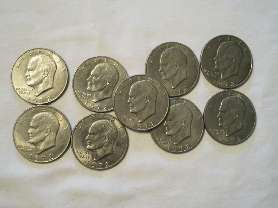 Lot - (9) 1972 Eisenhower Dollars