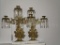 Pair Baroque Style 3 Arm Brass Candelabras