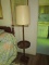 Floor Lamp w/ Mahogany Table surrounded w/ Brass Gallery Edge