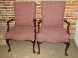 Pair Upholstered Chairs w/ Queen Anne Legs