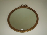 Vintage Round Mirror w/ Floral Motif