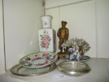 Lot - Misc. Home Décor - Crown Sterling Coaster, Floral Porcelain Vase, Soldier Figurine & Other