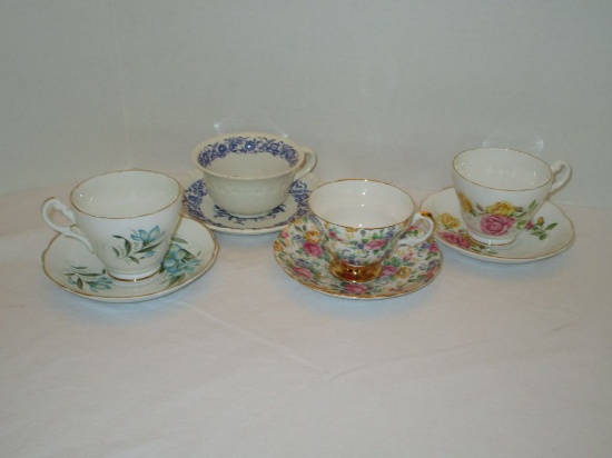 Lot - 4 Collectible Porcelain Cups & Saucers