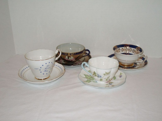 Lot - 4 Collectible Porcelain Cups & Saucers
