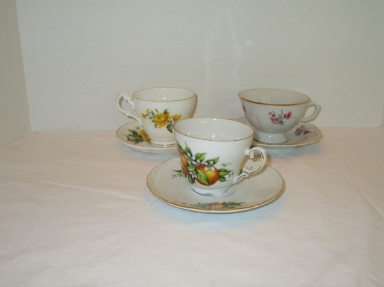 Lot - 3 Collectible Porcelain Cups & Saucers