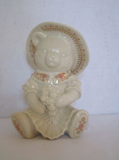 Lenox Porcelain Jewels Collection Bear Figure w/ Gilt & Floral Accent