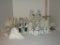 Lot - Angel Figurines, etc. - Candle Sticks, Compote w/ Glass Bowl & Milk Glass Candy/Nut Dish