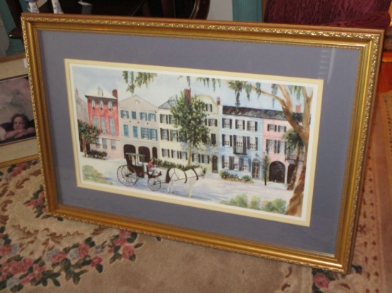 Print - "Rainbow Row, Charleston, SC" by Betty Schwark - Framed & Matted