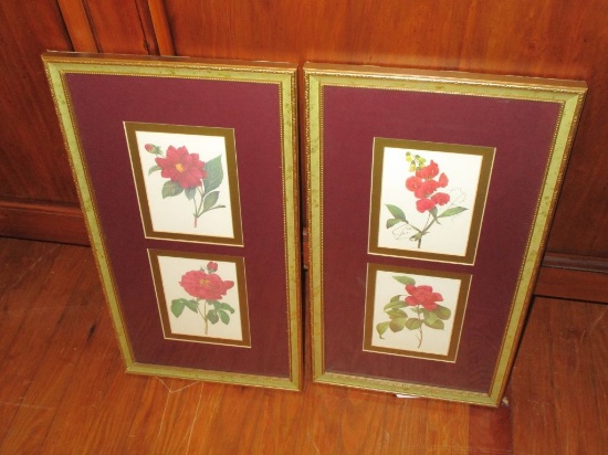 Pair Floral Prints - Matted & Framed