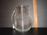 Retro Glass Pitcher w/ Ribbed Design - Made in Italy