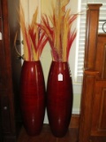 Pair - Large Resin Vases w/ Arrangements
