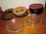 Lot - Glass Bakeware - (2) Boxes Misc. Designs, Makers, Pyrex, Vision ware, etc.