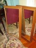 Pair - Beveled Edge Mirrors in Oak Frames