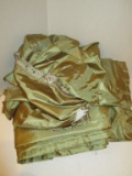 Window Treatment Olive Color (2) Panels w/ Matching Valences & Tie Backs