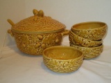 Soup Tureen & 4 Bowls by Harry & David - Made in Portugal