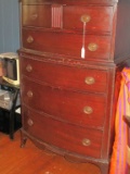 Mahogany Chest on chest - Dovetail Drawers w/ Brass Handles by Hickory Mfg. Co.