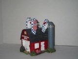 Cardinal Chees Knife Set - Barnyard Animal Handles & Red Barn Knife Rest