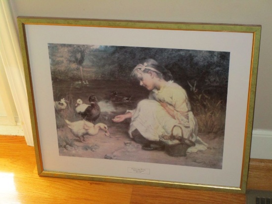 "Feeding The Ducks" Framed Print by Frederick Morgan