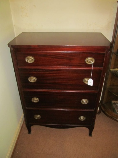 Mahogany 4 Drawer Chest w/ Dove Tailed Drawers & Traditional Pulls - Matches #5