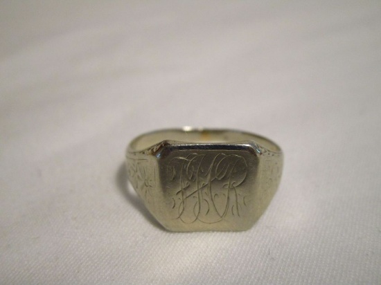 Vintage 14K White Gold Monogrammed Ring