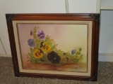 Artist Signed Floral Oil on Canvas Framed